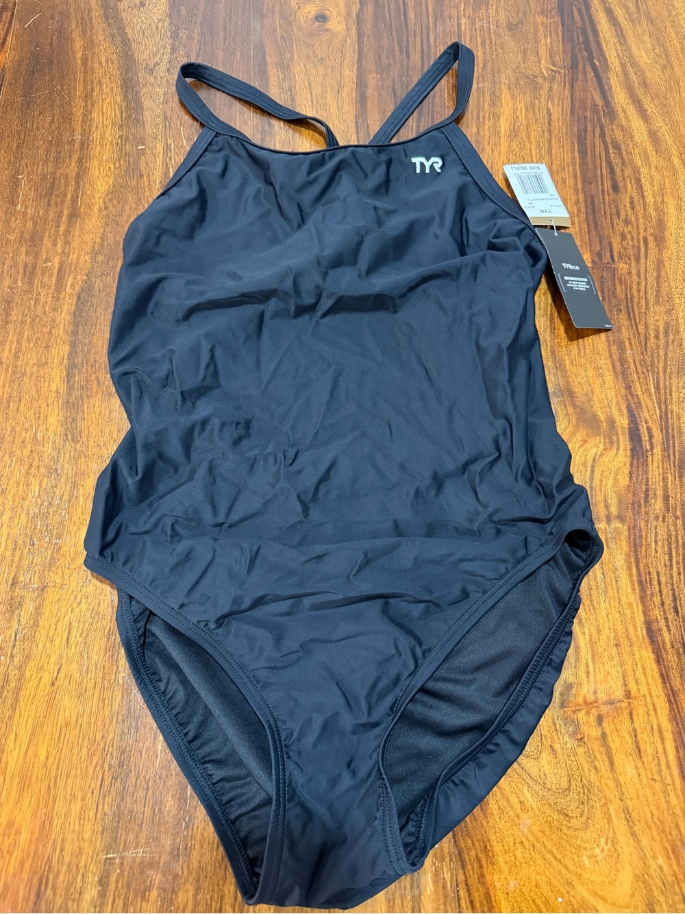 TYR Diamond Fit A 38 XL Black Women's One-Piece Training Swimsuit Lap Swim